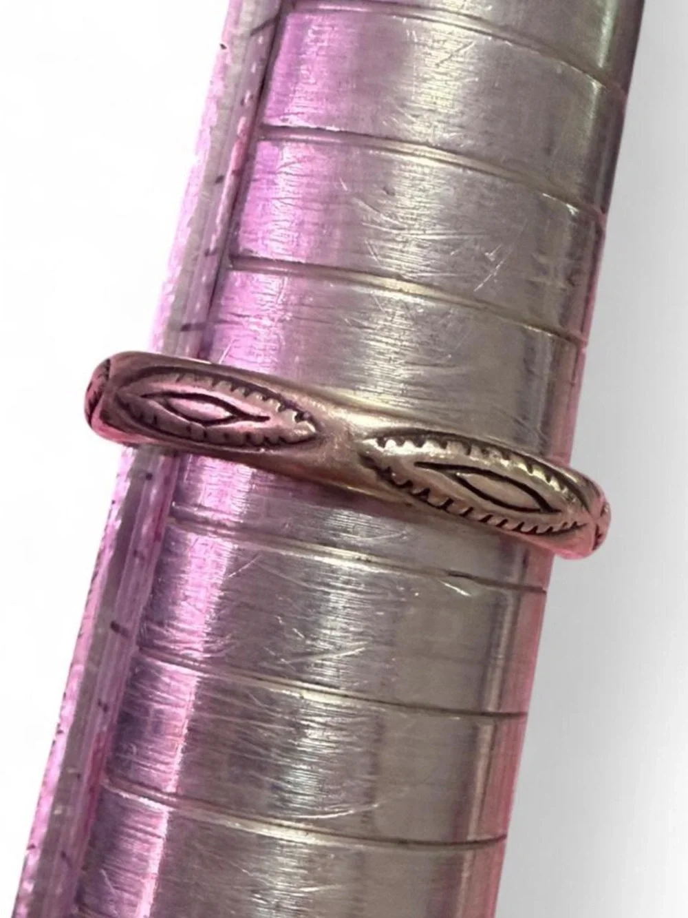 Sterling Silver southwestern ring Leaf Band eye motif 925 vintage